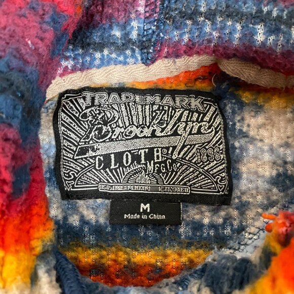 Brooklyn Cloth Fleece Aztec Native Geometric Sunset Print Color Striped Hoodie - Picture 10 of 11